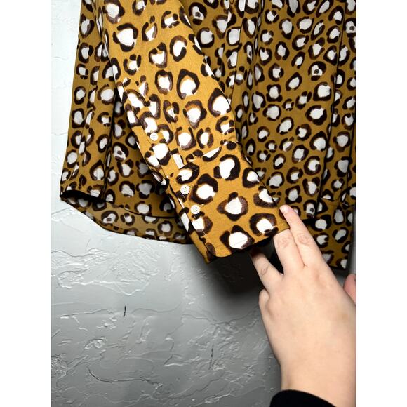 J crew leopard print collar career workwear contemporary preppy blouse small - Picture 2 of 9